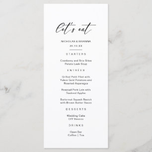 Menu Mariage élégant en noir et blanc 
