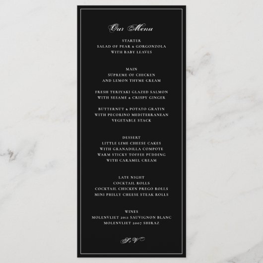 Menu Mariage Élégant en Smoking (Devant)