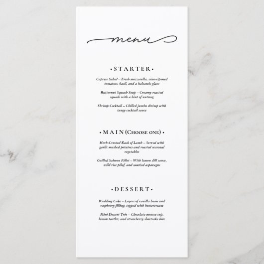 Menu Mariage Élégant et Moderne (Devant)