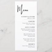 Menu Mariage Élégant et Moderne Noir et Blanc (Devant)