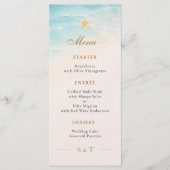 Menu Mariage élégant étoile de mer océan bleu (Devant)