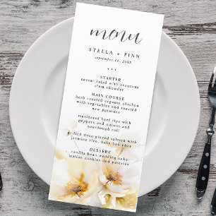 Menu Mariage élégant fleur or blanc