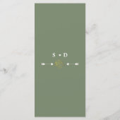 Menu Mariage Élégant Fleurs Dorées Vert Sauge (Dos)