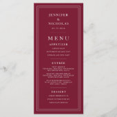 Menu Mariage Élégant Formel Bourgogne (Devant)