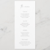 Menu Mariage Élégant Gris Intemporel (Devant)