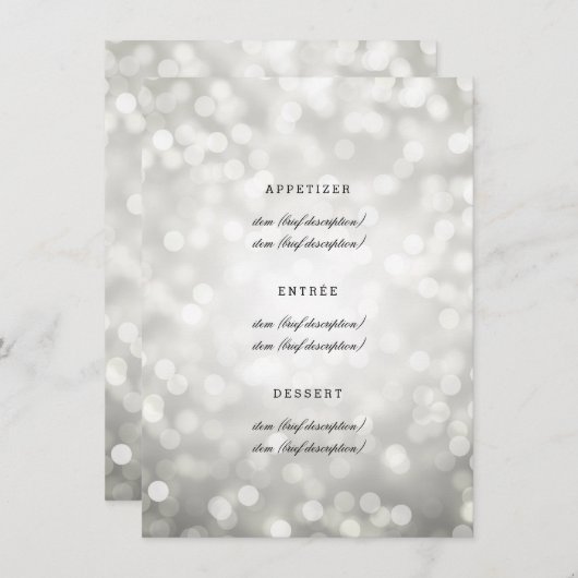 Menu Mariage élégant Lumières Parties scintillant (Devant / Derrière)