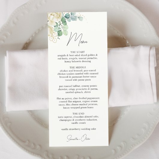Menu Mariage Élégant Magnolia Eucalyptus
