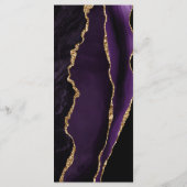 Menu Mariage Élégant Marbre Violet Or Agate (Dos)