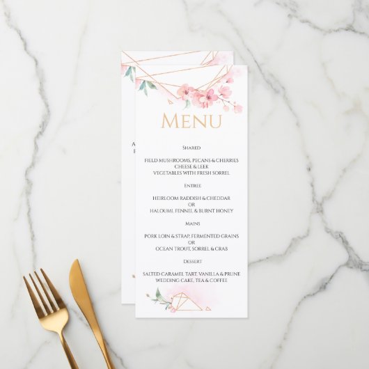 MENU MARIAGE Élégant.Menu (Devant/Arrière en situation)
