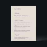 Menu Mariage élégant Merrin Beige<br><div class="desc">Menu de mariage moderne au design simple mais élégant.</div>