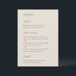 Menu Mariage élégant Merrin Beige<br><div class="desc">Menu de mariage moderne au design simple mais élégant.</div>