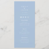 Menu Mariage Élégant Minimal Bleu (Devant)