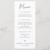 Menu Mariage Élégant Minimaliste (Devant)