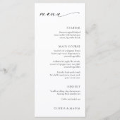Menu Mariage Élégant Minimaliste Moderne (Devant)