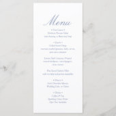 Menu Mariage Élégant Minimaliste Monogramme Bleu (Devant)
