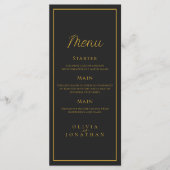 Menu Mariage élégant minimaliste noir (Devant)