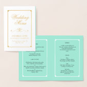 Menu Mariage élégant Mint & Gold Foil (Affichage)