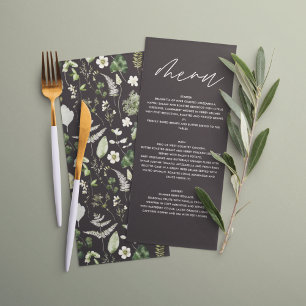 Menu Mariage élégant moderne à l'écriture botanique noi