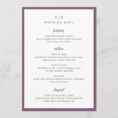 Menu Mariage élégant moderne au monogramme violet (Devant)