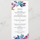 Menu Mariage Élégant Moderne aux Fleurs Roses (Devant)