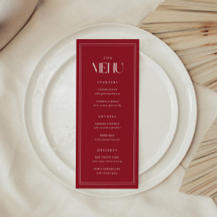 Menu Mariage Élégant Moderne avec Typographie Gras Roug