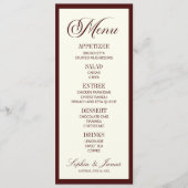 Menu Mariage Élégant Moderne Burgundy Foncé (Devant)