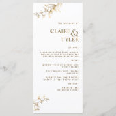 Menu Mariage Élégant Moderne Chic Blanc et Or (Devant)
