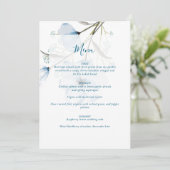 Menu Mariage Élégant Moderne Chic Bleu Poussiéreux (Debout devant)