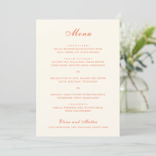 Menu Mariage Élégant Moderne Classique Terracotta