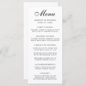 Menu Mariage élégant moderne noir & blanc (Devant / Derrière)