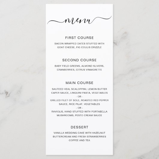 Menu Mariage Élégant Moderne Simple (Devant)