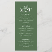 Menu Mariage élégant moderne typographie vert olive (Devant)