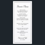 Menu Mariage Élégant Monogramme Classique<br><div class="desc">Menu de Mariage Moderne en noir et blanc minimaliste avec l'en-tête et vos noms dans un script élégant ainsi que votre menu entouré d'une fine bordure. Le verso comporte votre monogramme en bas. Les polices et la bordure peuvent être changées en n'importe quelle couleur souhaitée en cliquant sur le bouton...</div>