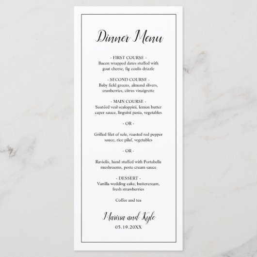 Menu Mariage Élégant Monogramme Classique (Devant)