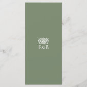 Menu Mariage Élégant Monogramme Floral Vintage Vert (Dos)