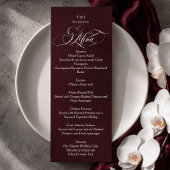 Menu Mariage élégant monogramme rouge Bourgogne