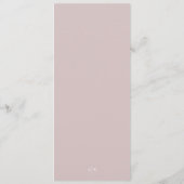 Menu Mariage Élégant Musc Rose Blanc Monogramme (Dos)
