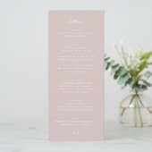Menu Mariage Élégant Musc Rose Blanc Monogramme (Debout devant)