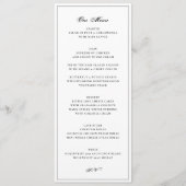 Menu Mariage Élégant Noir Blanc (Devant)