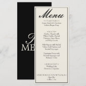 Menu Mariage élégant noir blanc à l'ancienne (Devant / Derrière)