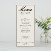 Menu Mariage élégant noir blanc à l'ancienne (Debout devant)