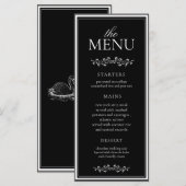 Menu Mariage Élégant Noir & Blanc Classique (Devant / Derrière)