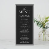 Menu Mariage Élégant Noir & Blanc Classique (Debout devant)