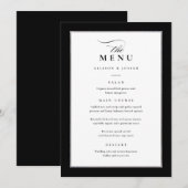 Menu Mariage Élégant Noir et Argent (Devant / Derrière)
