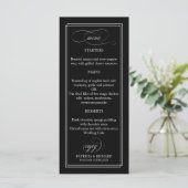 Menu Mariage Élégant noir et blanc 4x9 (Debout devant)