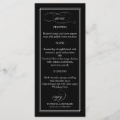 Menu Mariage Élégant noir et blanc 4x9 (Devant)