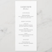 Menu Mariage élégant noir et blanc avec nom des invités (Devant)