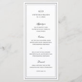 Menu Mariage Élégant Noir et Blanc Classique (Devant)