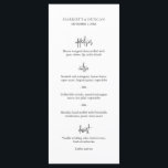 Menu Mariage élégant noir et blanc intemporel<br><div class="desc">Menu de mariage classique et élégant avec une disposition simple avec les en-têtes de cours dans un script moderne. La disposition épurée et minimaliste de ce menu de mariage noir et blanc conviendra parfaitement à une mariage traditionnelle et formelle.</div>