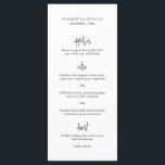 Menu Mariage élégant noir et blanc intemporel<br><div class="desc">Menu de mariage classique et élégant avec une disposition simple avec les en-têtes de cours dans un script moderne. La disposition épurée et minimaliste de ce menu de mariage noir et blanc conviendra parfaitement à une mariage traditionnelle et formelle.</div>